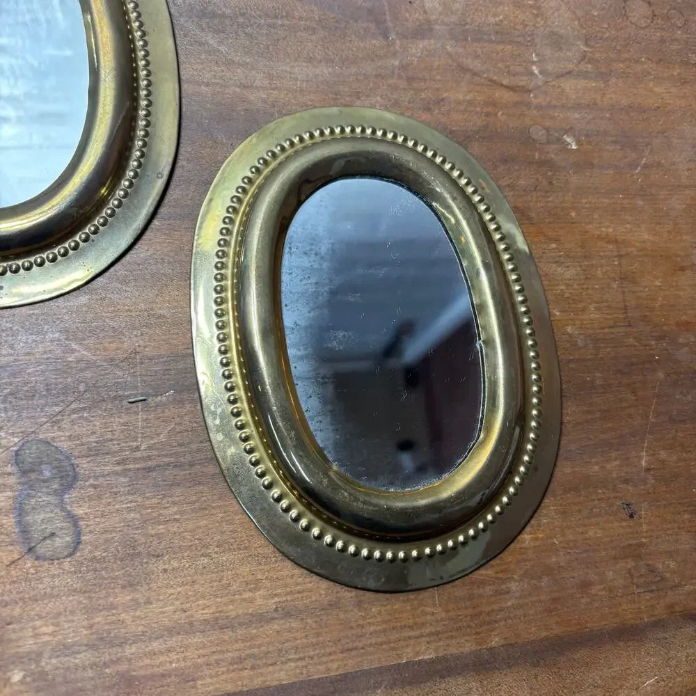 Small Oval Gold Wall Mirrors Set of 2